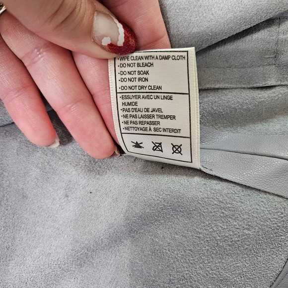 NWT BB Dakota Women's Gray Waterfall Faux Leather Cardigan Jacket. Size M - Picture 4 of 8